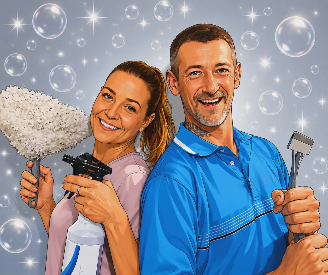 The Pristine Pair team — husband and wife cleaning professionals